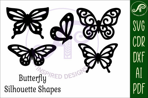 Butterfly silhouettes laser cut out 2 SVG APInspireddesigns 