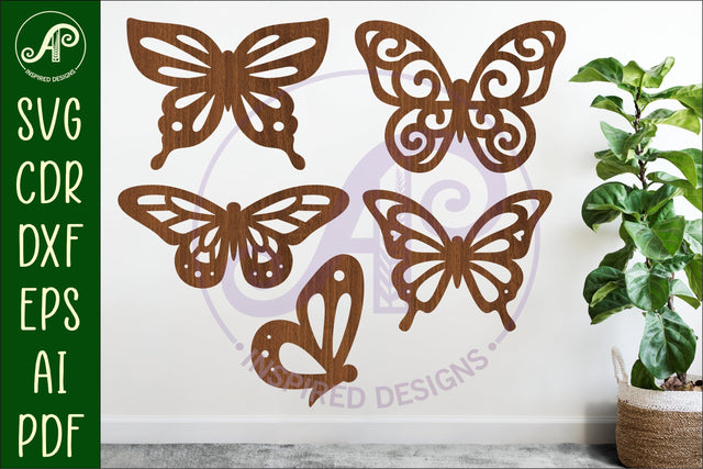Butterfly silhouettes laser cut out 2 SVG APInspireddesigns 