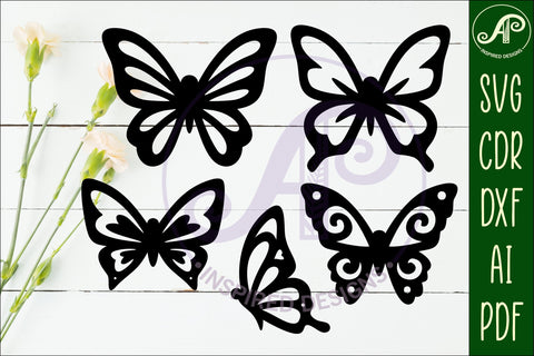 Butterfly silhouettes laser cut out 3 SVG APInspireddesigns 