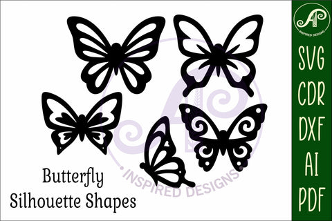 Butterfly silhouettes laser cut out 3 SVG APInspireddesigns 