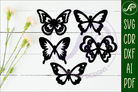 Butterfly silhouettes laser cut out 4 SVG APInspireddesigns 