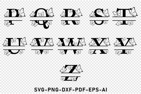 Butterfly Split Monogram Alphabet Letters Set A-Z SVG Designs Bundle, Animal Font SVG Laser Cut Files, Family Name Sign Monogram Letter SVG, PNG, DXF, For Cricut SVG D2PUTRI Designs 