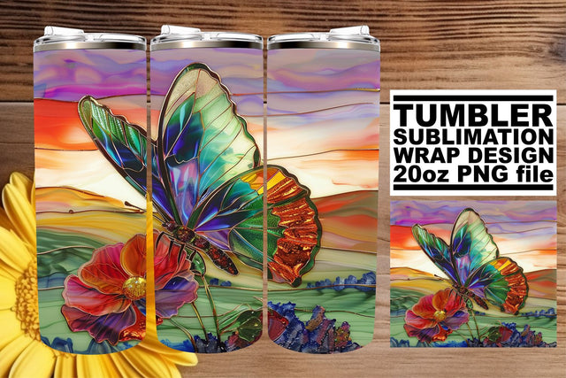 Butterfly Spring 3D Tumbler Wrap Sublimation afrosvg 