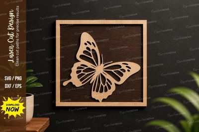 Butterfly Square Frame Laser Cut Svg Design SVG Regulrcrative 