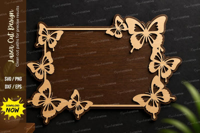 Butterfly Square Frame Laser Cut SVG Regulrcrative 