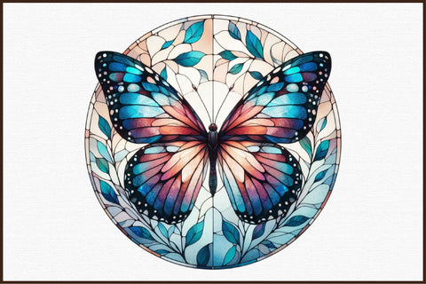 Butterfly Stained Glass Clipart Sublimation designartist 