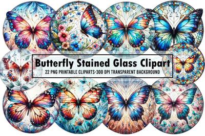 Butterfly Stained Glass Clipart Sublimation designartist 