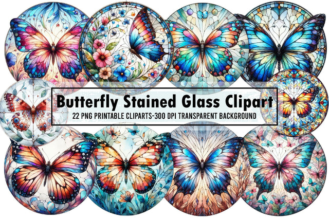 Butterfly Stained Glass Clipart Sublimation designartist 