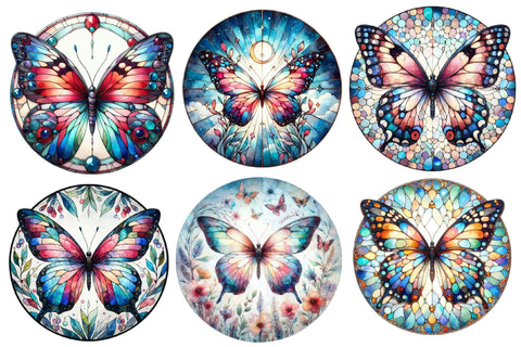 Butterfly Stained Glass Clipart Sublimation designartist 