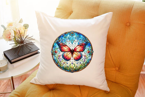 Butterfly Stained Glass Clipart Sublimation designartist 