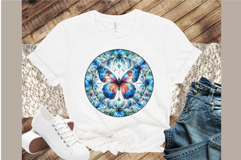 Butterfly Stained Glass Clipart Sublimation designartist 