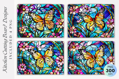 Butterfly stained glass Cutting Board PNG Design Sublimation Regulrcrative 