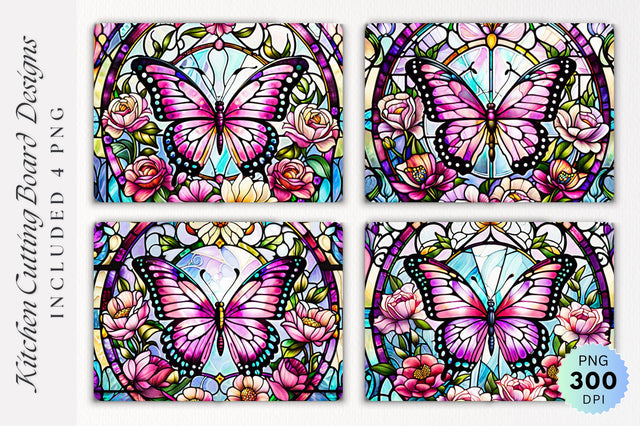 Butterfly stained glass Cutting Board PNG Design Sublimation Regulrcrative 