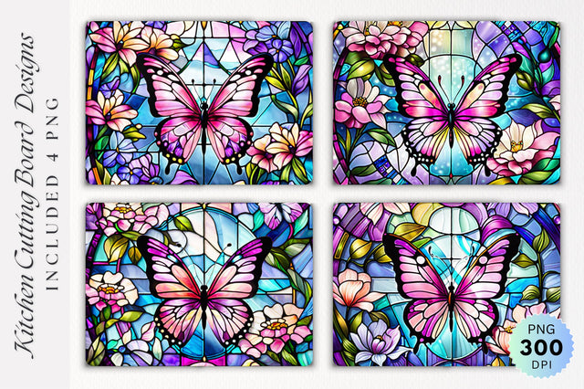 Butterfly stained glass Cutting Board PNG Design Sublimation Regulrcrative 