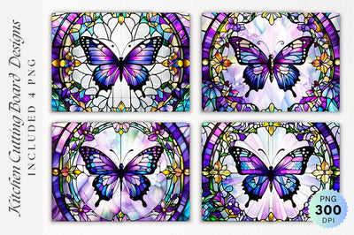 Butterfly stained glass Cutting Board PNG Design Sublimation Regulrcrative 