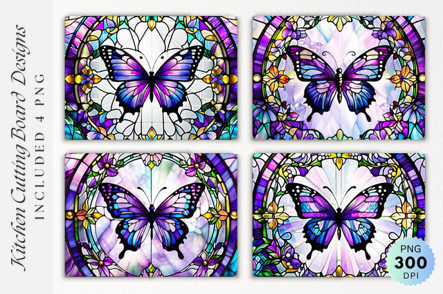 Butterfly stained glass Cutting Board PNG Design Sublimation Regulrcrative 