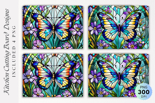 Butterfly stained glass Cutting Board PNG Design Sublimation Regulrcrative 