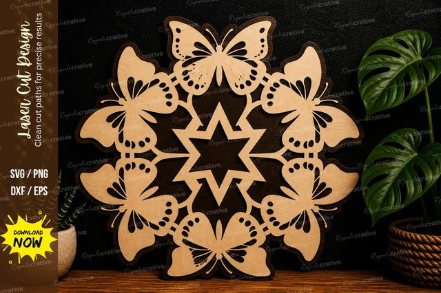 Butterfly Star Pattern laser cut svg File SVG Regulrcrative 