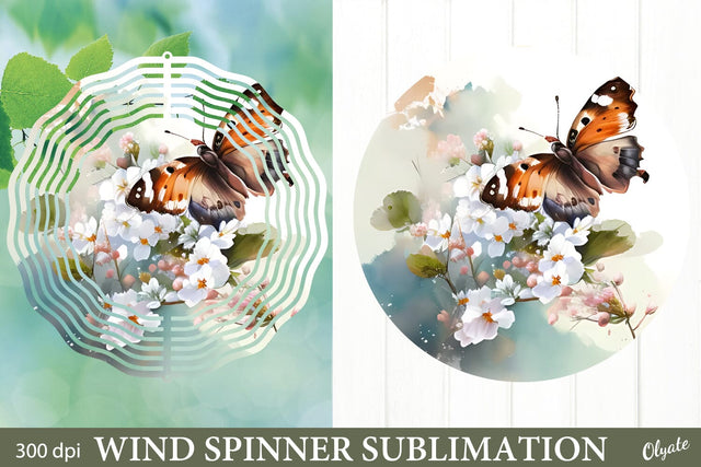 Butterfly Sublimation PNG. Spring Wind Spinner Design PNG Sublimation Olga Terlyanskaya 