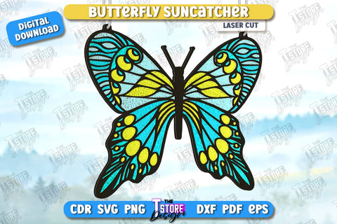 Butterfly Suncatcher Laser Cut Bundle | Window Décor | Reflective Suncatcher Design | CNC Files SVG The T Store Design 