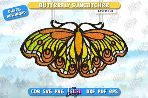Butterfly Suncatcher Laser Cut Bundle | Window Décor | Reflective Suncatcher Design | CNC Files SVG The T Store Design 