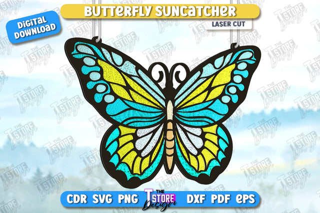 Butterfly Suncatcher Laser Cut | Window Décor | Reflective Suncatcher Design | CNC File SVG The T Store Design 