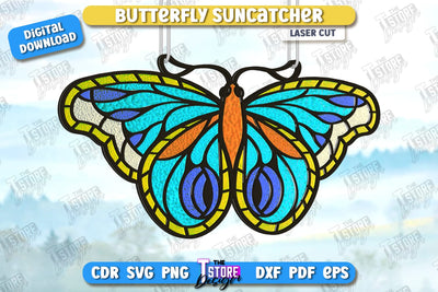 Butterfly Suncatcher Laser Cut | Window Décor | Reflective Suncatcher Design | CNC File SVG The T Store Design 