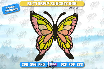 Butterfly Suncatcher Laser Cut | Window Décor | Reflective Suncatcher Design | CNC File SVG The T Store Design 