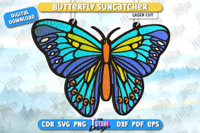 Butterfly Suncatcher Laser Cut | Window Décor | Reflective Suncatcher Design | CNC File SVG The T Store Design 
