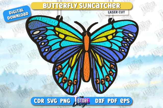 Butterfly Suncatcher Laser Cut | Window Décor | Reflective Suncatcher Design | CNC File SVG The T Store Design 