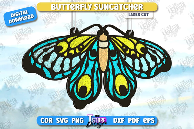 Butterfly Suncatcher Laser Cut | Window Décor | Reflective Suncatcher Design | CNC File SVG The T Store Design 