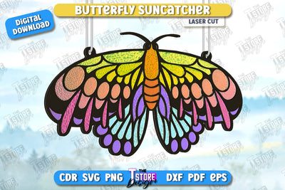 Butterfly Suncatcher Laser Cut | Window Décor | Reflective Suncatcher Design | CNC File SVG The T Store Design 