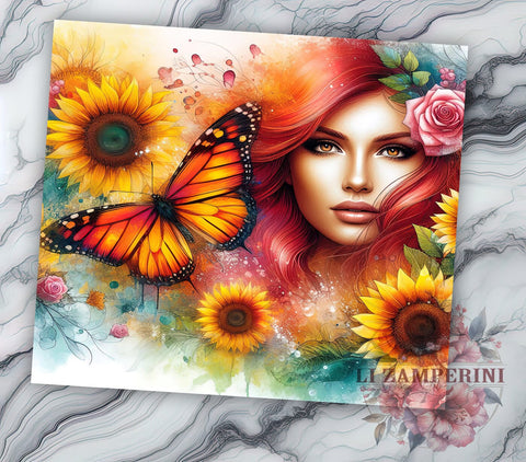 Butterfly Sunflower 20oz Tumbler Wrap PNG, Butterfly Tumbler Png, Straight & Tapered Tumbler Wrap, Instant Digital Download Sublimation Li Zamperini 