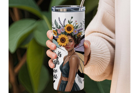 Butterfly Sunflower Girl 20oz Tumbler Sublimation DesignSVG 