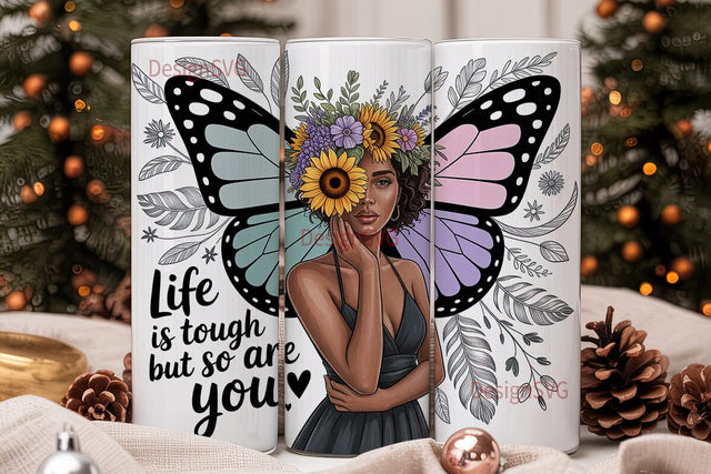 Butterfly Sunflower Girl 20oz Tumbler Sublimation DesignSVG 