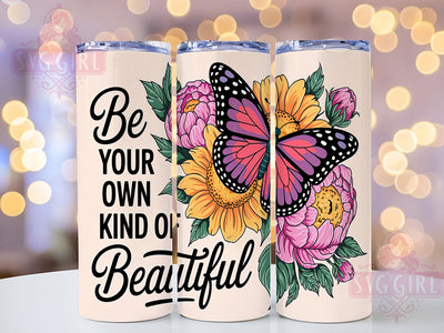 Butterfly Sunflower Quote 20oz Tumbler Wrap, Sunflower Tumbler Design, Motivational Quote Tumbler, 20oz Tumbler Wrap, Sublimation Tumbler Design, Inspirational Gift Tumbler, Digital Download Sublimation SvggirlplusArt 