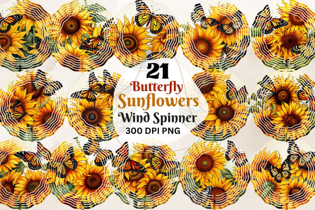 Butterfly Sunflowers Coaster Wind Spinner Bundle Sublimation Regulrcrative 