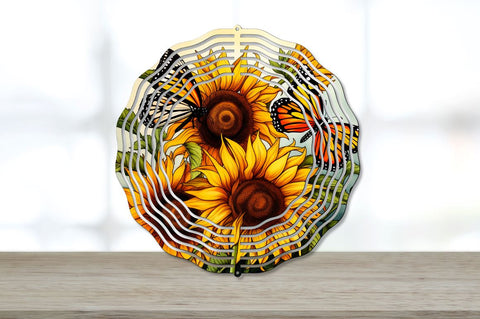 Butterfly Sunflowers Coaster Wind Spinner Bundle Sublimation Regulrcrative 