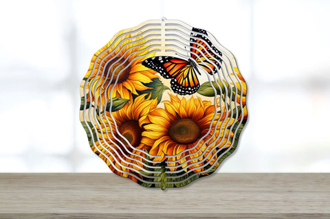Butterfly Sunflowers Coaster Wind Spinner Bundle Sublimation Regulrcrative 