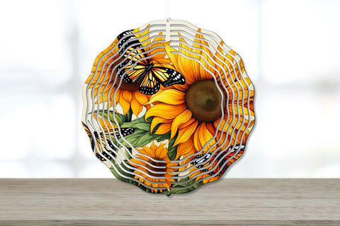 Butterfly Sunflowers Coaster Wind Spinner Bundle Sublimation Regulrcrative 