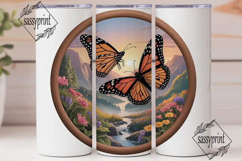 Butterfly Sunset 20oz Tumbler Wrap Sublimation sassyprint 