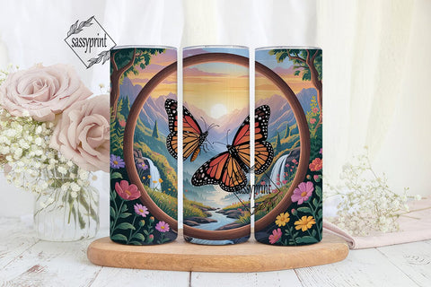 Butterfly Sunset 20oz Tumbler Wrap Sublimation sassyprint 