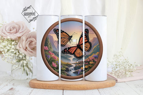 Butterfly Sunset 20oz Tumbler Wrap Sublimation sassyprint 