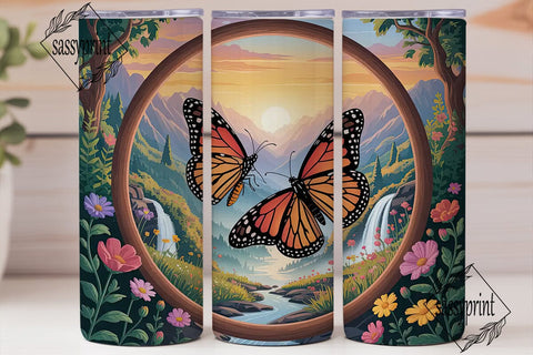 Butterfly Sunset 20oz Tumbler Wrap Sublimation sassyprint 