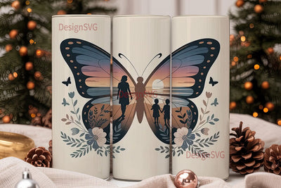 Butterfly Sunset Family 20oz Tumbler Sublimation DesignSVG 