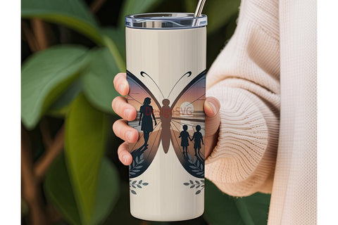Butterfly Sunset Family 20oz Tumbler Sublimation DesignSVG 