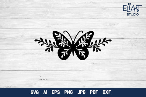 Butterfly SVG Design, Butterfly PNG Illustration, Butterfly Border. SVG Elinorka 
