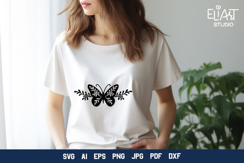 Butterfly SVG Design, Butterfly PNG Illustration, Butterfly Border. SVG Elinorka 