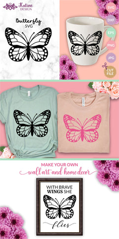 Butterfly SVG Outline, Butterfly Clipart, Butterfly PNG, SVG Files, Monarch Butterfly, Butterflies SVG, Butterfly Stencil, SVG Files for Cricut, Cricut SVG SVG KatineDesign 