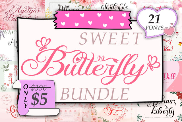 Butterfly Sweet Bundle Font Prasetya Letter 